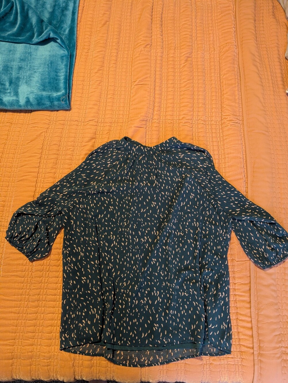 Teal Printed Blouse with Long Sleeves NWT